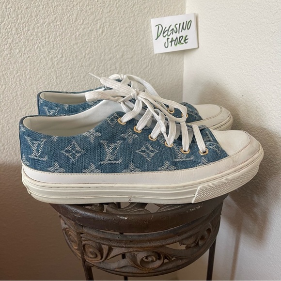 LOUIS VUITTON LV Stellar Low Top Denim Blue Lace Front Sneaker - Picture 5 of 9